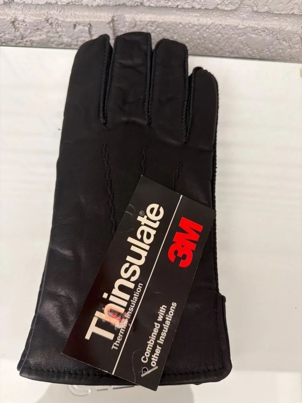 3MâThinsulate Black Leather Women's Winter Gloves Size L